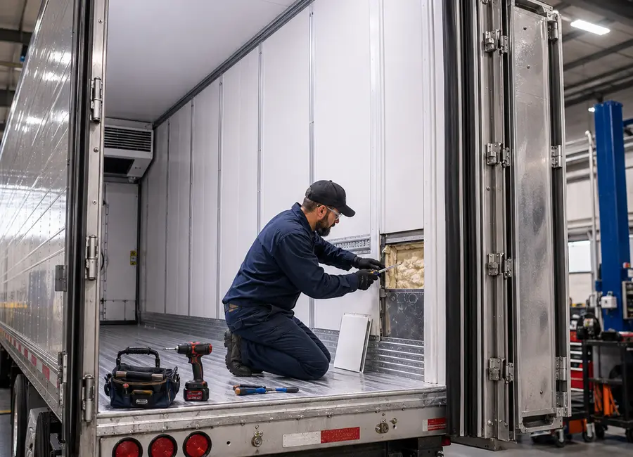 Commercial reefer trailer wall repair near Houston